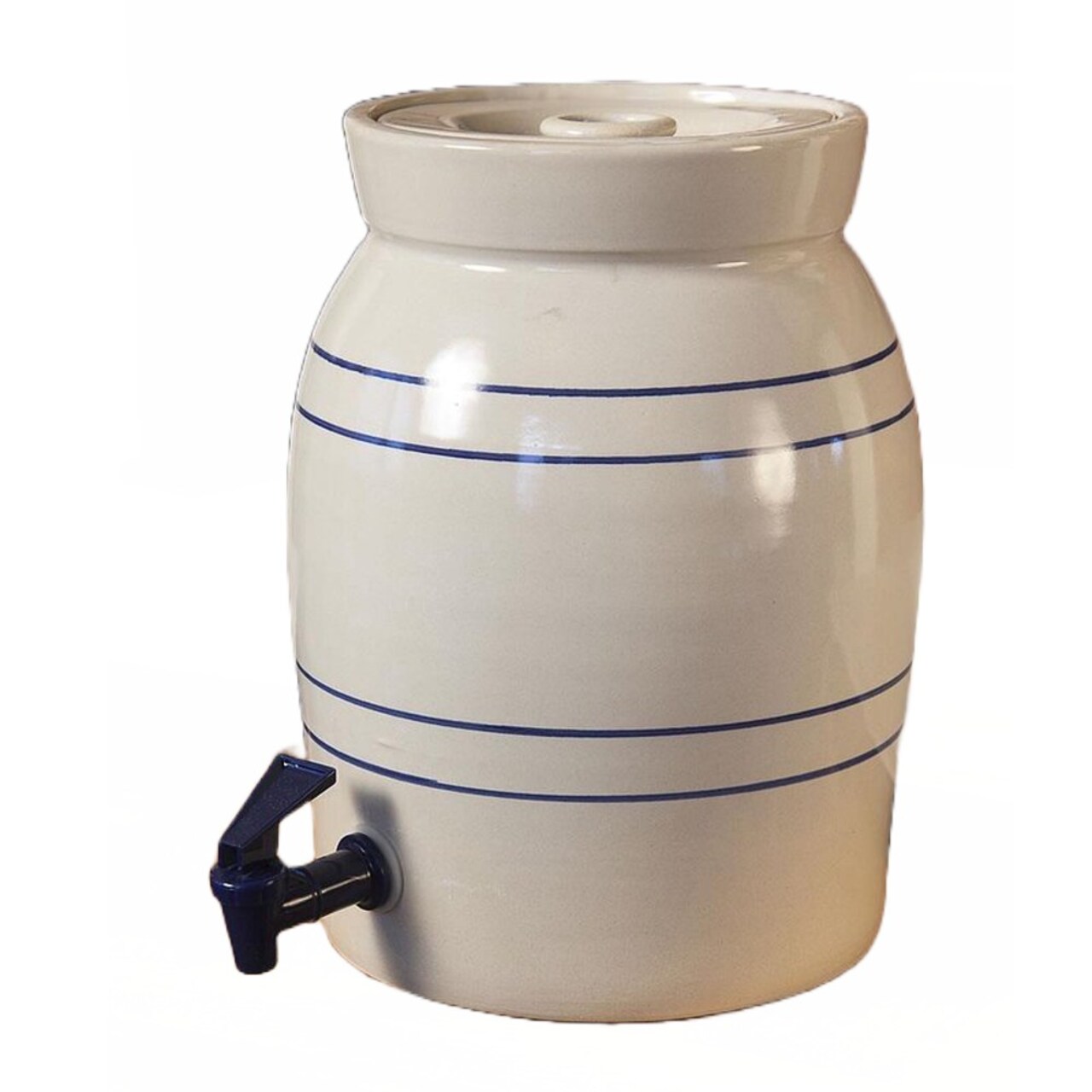 Martinez Pottery Heritage Blue Stripe Stoneware Water Cooler and Vinegar Crock